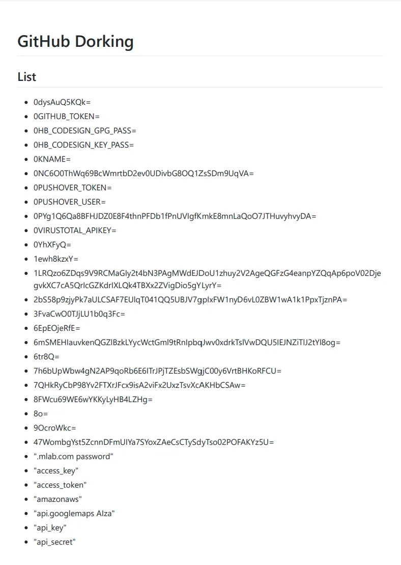 GitHub Dorking
